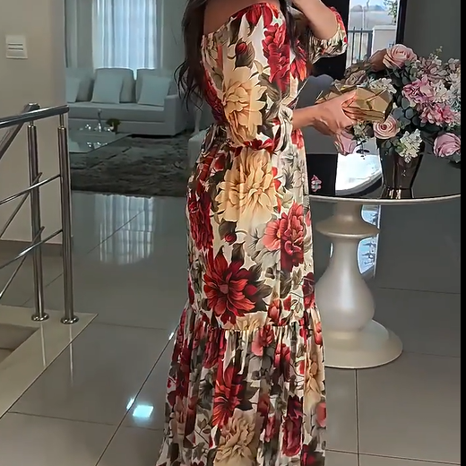 Kyla | Damen V-Ausschnitt Floral Print Plissee Kleid