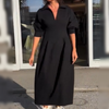 Susan | Damen Midikleid mit V-Ausschnitt und Taillenbund