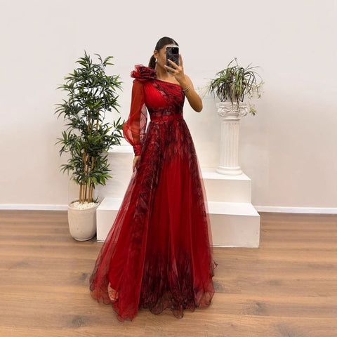 Deen | Damen modisches bedrucktes Kleid mit schräger Schulter aus Mesh