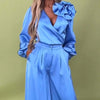 Wilma |  Frühsommer Neu  2-teiliges Set aus Oberteil mit V-Ausschnitt und Hose mit weitem