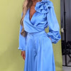 Wilma |  Frühsommer Neu  2-teiliges Set aus Oberteil mit V-Ausschnitt und Hose mit weitem