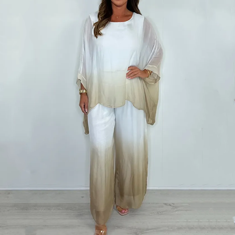 Maribel | Mesh Mix Dip Dye Loose Flowy Top & Hose Set