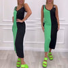 Clive | Farbiges ärmelloses Strickkleid mit Herzausschnitt