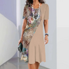 Santos | Damen elegantes Blumenprint-Kleid mit Rundhalsausschnitt