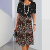 Santos | Damen elegantes Blumenprint-Kleid mit Rundhalsausschnitt