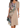 Santos | Damen elegantes Blumenprint-Kleid mit Rundhalsausschnitt