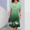 Santos | Damen elegantes Blumenprint-Kleid mit Rundhalsausschnitt