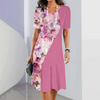Santos | Damen elegantes Blumenprint-Kleid mit Rundhalsausschnitt