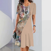 Bridget | Damen elegantes Kleid mit Rundhalsausschnitt und Blumenprint