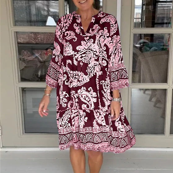Roxanne | V-Ausschnitt-Kleid mit Blumenprint für Damen