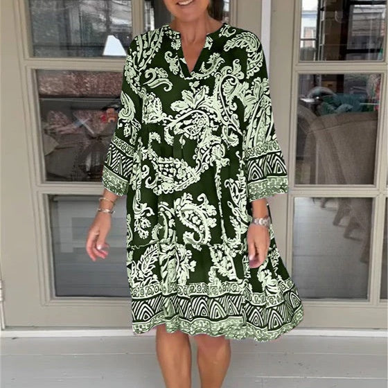 Roxanne | V-Ausschnitt-Kleid mit Blumenprint für Damen