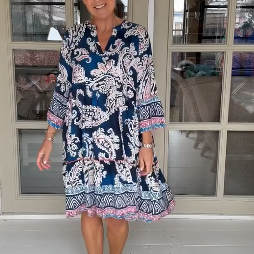 Roxanne | V-Ausschnitt-Kleid mit Blumenprint für Damen