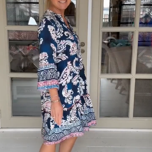 Roxanne | V-Ausschnitt-Kleid mit Blumenprint für Damen