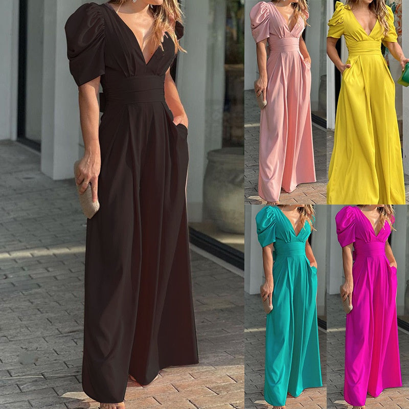 Persephone | Jumpsuits mit tiefem V-Ausschnitt und weitem Bein für Damen