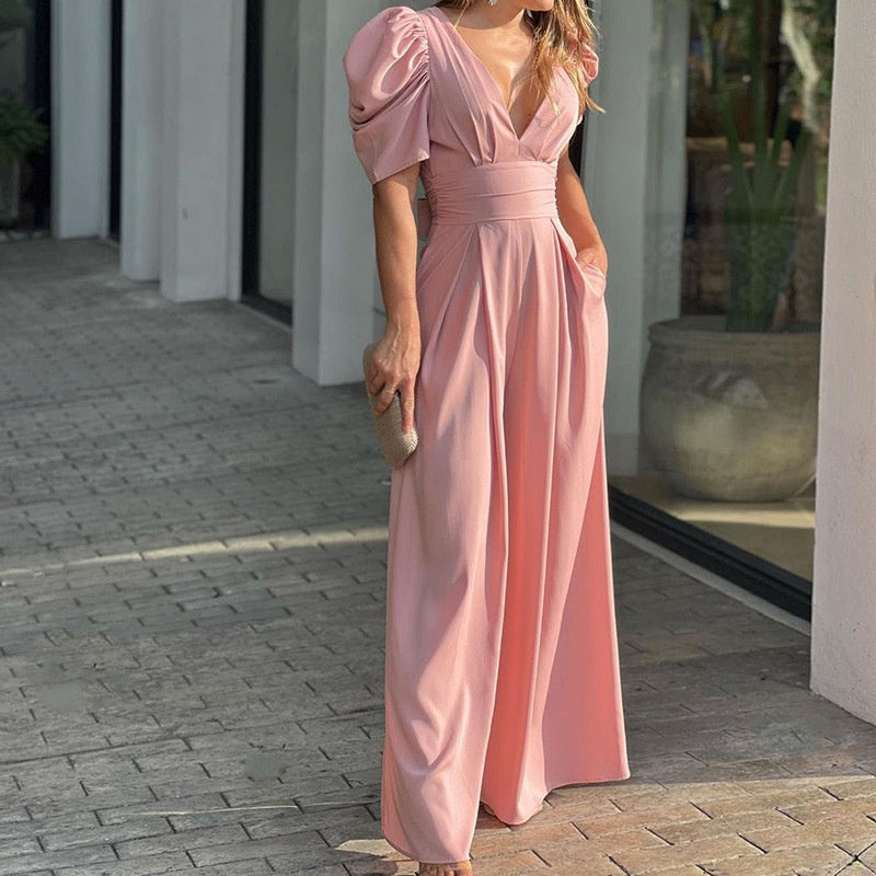 Persephone | Jumpsuits mit tiefem V-Ausschnitt und weitem Bein für Damen