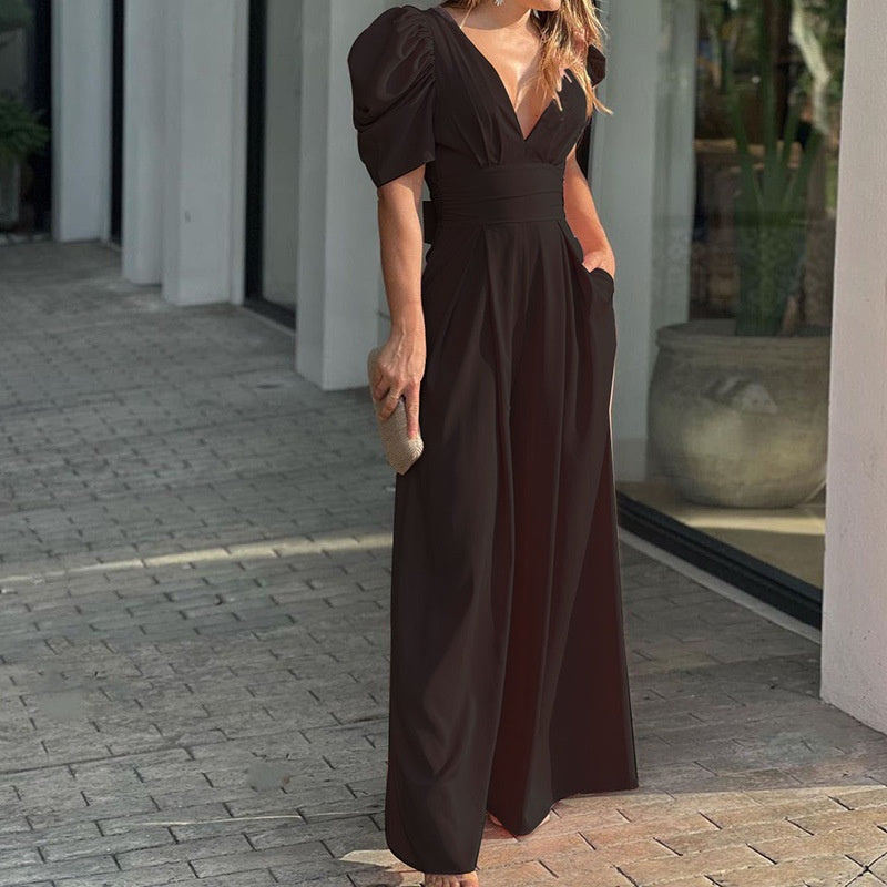 Persephone | Jumpsuits mit tiefem V-Ausschnitt und weitem Bein für Damen