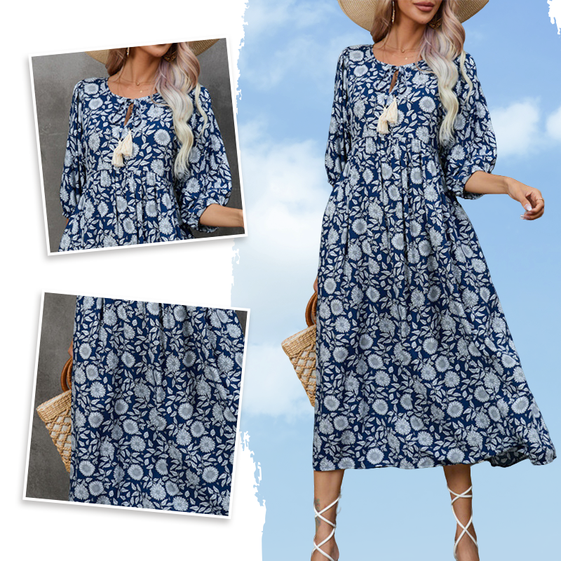 Maliah | Elegantes V-Ausschnitt-Langkleid mit Blumenprint für Damen