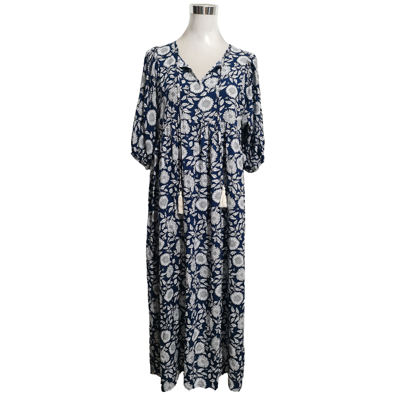 Maliah | Elegantes V-Ausschnitt-Langkleid mit Blumenprint für Damen