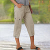 Sue | Capri Cargohose mit Taille und Falten unten und mehreren Taschen