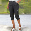 Sue | Capri Cargohose mit Taille und Falten unten und mehreren Taschen