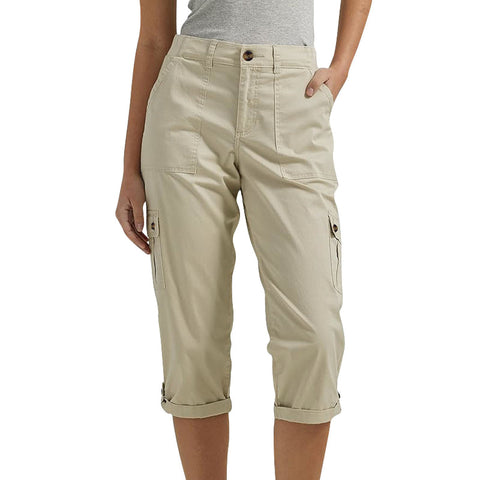 Sue | Capri Cargohose mit Taille und Falten unten und mehreren Taschen