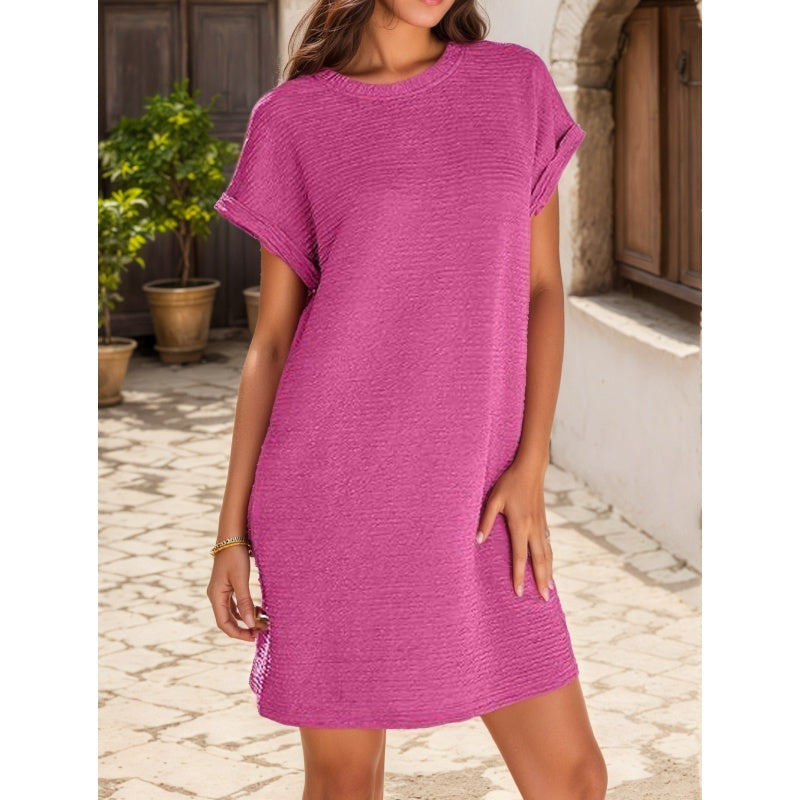 Besty | Damen lässiges Kleid mit Rollärmeln und Taschen