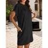 Besty | Damen lässiges Kleid mit Rollärmeln und Taschen