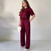 Rose | Lässiges Set aus Oberteil mit Rundhalsausschnitt und Hose mit Kordelzug