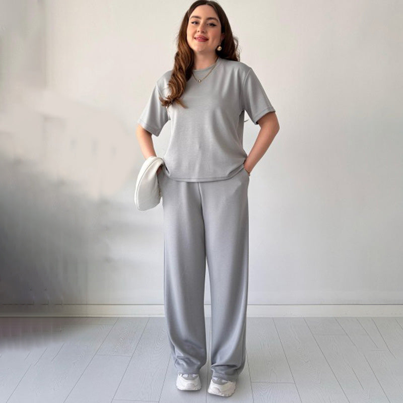 Rose | Lässiges Set aus Oberteil mit Rundhalsausschnitt und Hose mit Kordelzug