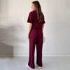 Rose | Lässiges Set aus Oberteil mit Rundhalsausschnitt und Hose mit Kordelzug