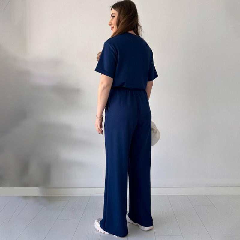 Rose | Lässiges Set aus Oberteil mit Rundhalsausschnitt und Hose mit Kordelzug