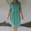 Ariyah | Kurzärmliges Hemdkleid aus Baumwollleinen im Retro-Stil