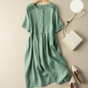Ariyah | Kurzärmliges Hemdkleid aus Baumwollleinen im Retro-Stil