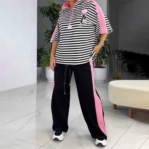 William | Damen zweiteiliges Oberteil und gestreifte Hose