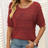 Sybil | Damen-Rundhals-Pullover mit kurzen Ärmeln und Ausschnitt