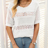 Sybil | Damen-Rundhals-Pullover mit kurzen Ärmeln und Ausschnitt