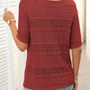 Sybil | Damen-Rundhals-Pullover mit kurzen Ärmeln und Ausschnitt