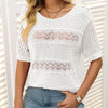 Lillie | Runder Halsausschnitt Damen Kurzarm Pullover mit Ausschnitt