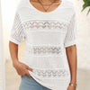 Sybil | Damen-Rundhals-Pullover mit kurzen Ärmeln und Ausschnitt