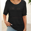 Sybil | Damen-Rundhals-Pullover mit kurzen Ärmeln und Ausschnitt