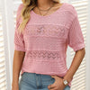 Lillie | Runder Halsausschnitt Damen Kurzarm Pullover mit Ausschnitt