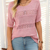 Sybil | Damen-Rundhals-Pullover mit kurzen Ärmeln und Ausschnitt