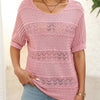 Lillie | Runder Halsausschnitt Damen Kurzarm Pullover mit Ausschnitt