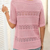 Sybil | Damen-Rundhals-Pullover mit kurzen Ärmeln und Ausschnitt
