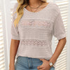 Sybil | Damen-Rundhals-Pullover mit kurzen Ärmeln und Ausschnitt
