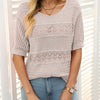 Sybil | Damen-Rundhals-Pullover mit kurzen Ärmeln und Ausschnitt