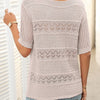 Sybil | Damen-Rundhals-Pullover mit kurzen Ärmeln und Ausschnitt