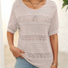 Sybil | Damen-Rundhals-Pullover mit kurzen Ärmeln und Ausschnitt