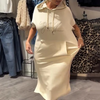 Adonisa | Damenkleid mit kurzen Ärmeln und Kapuze