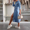 Zayne | Damen-Jeanskleid mit Knopfleiste und langen Ärmeln